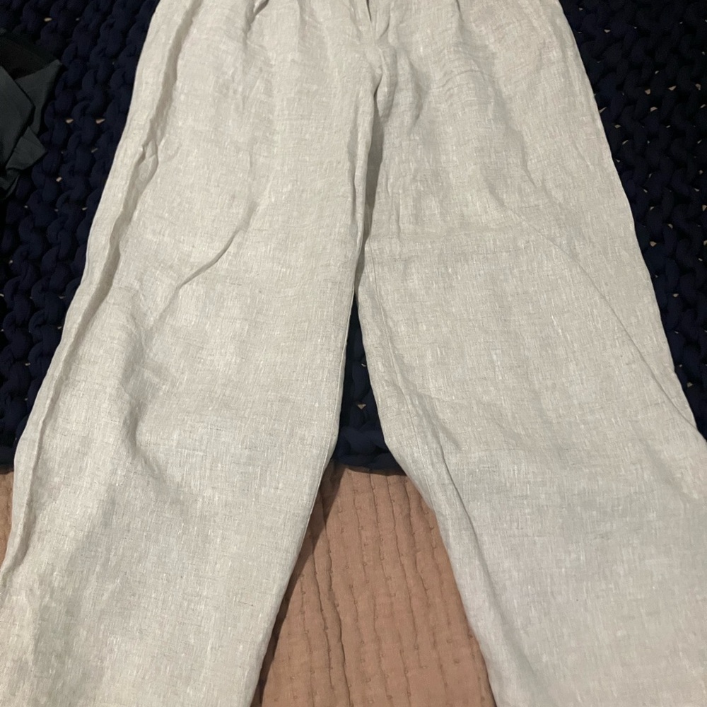 Reformation Cream Wide-Leg Linen Pants